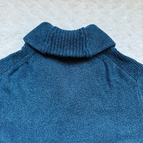 Banana Republic Mens Cotton Slub Shawl Texture Yoke Heather Blue Button Cardigan - Picture 7 of 10